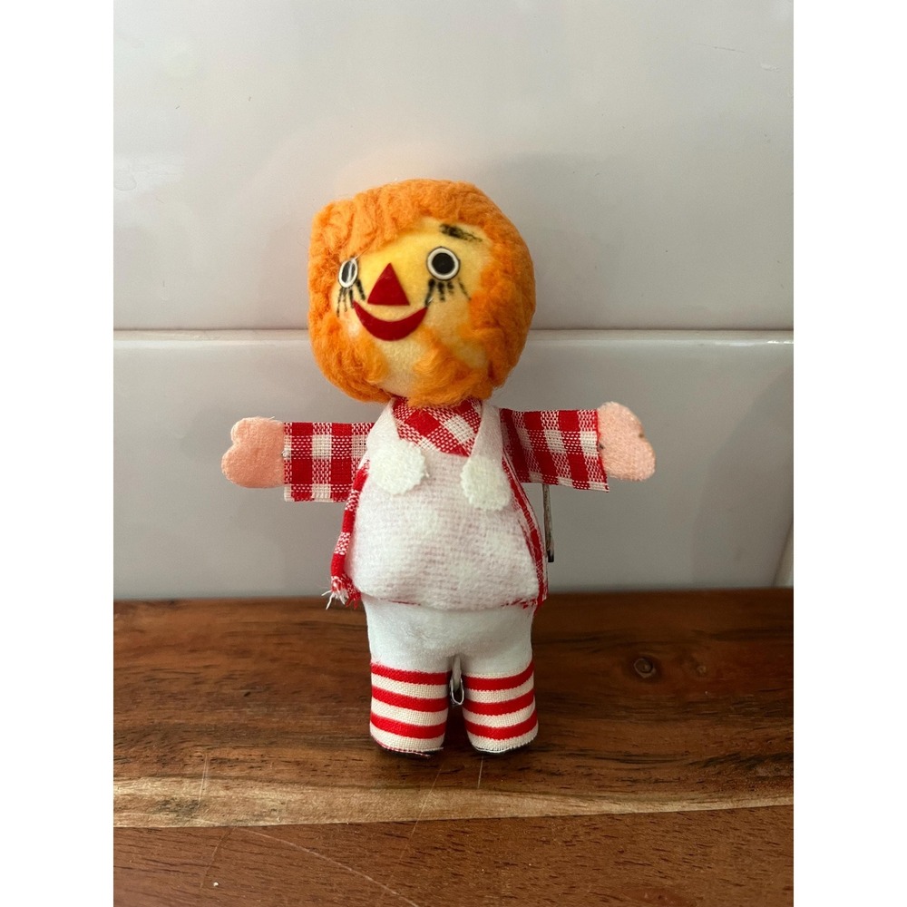 Vintage 1950's Raggedy Ann Doll Ornament Made in Japan Felt Wire/Metal Pick Bend